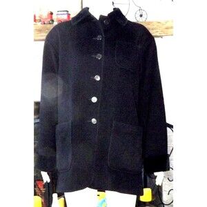 Steve by Searle Wool Peacoat Size 4 Velvet Trim Black Vintage Short Cuffed USA